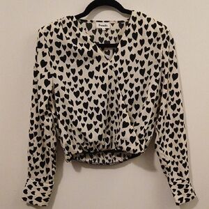 Pomelo Black Heart Pattern Blouse Size S